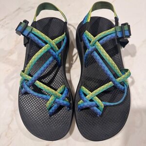 Chaco Womens‎ Size 10 Z/Cloud X Sandals Blue Green Strappy Vibram Outsoles EUC